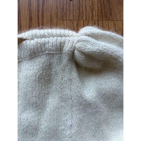 1960s Vintage Cream Sweater Silk Angora Lambswool Knit Pullover - Size M - Picture 5 of 5
